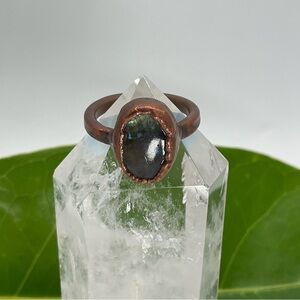Labradorite Copper Jewelry Ring Size 7.5 Oval Gem Stone Handcrafted Gift Boho